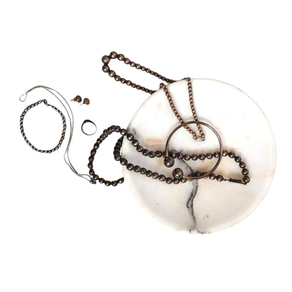 STERLING SILVER lot of tarnished stamped .925 jewelry items